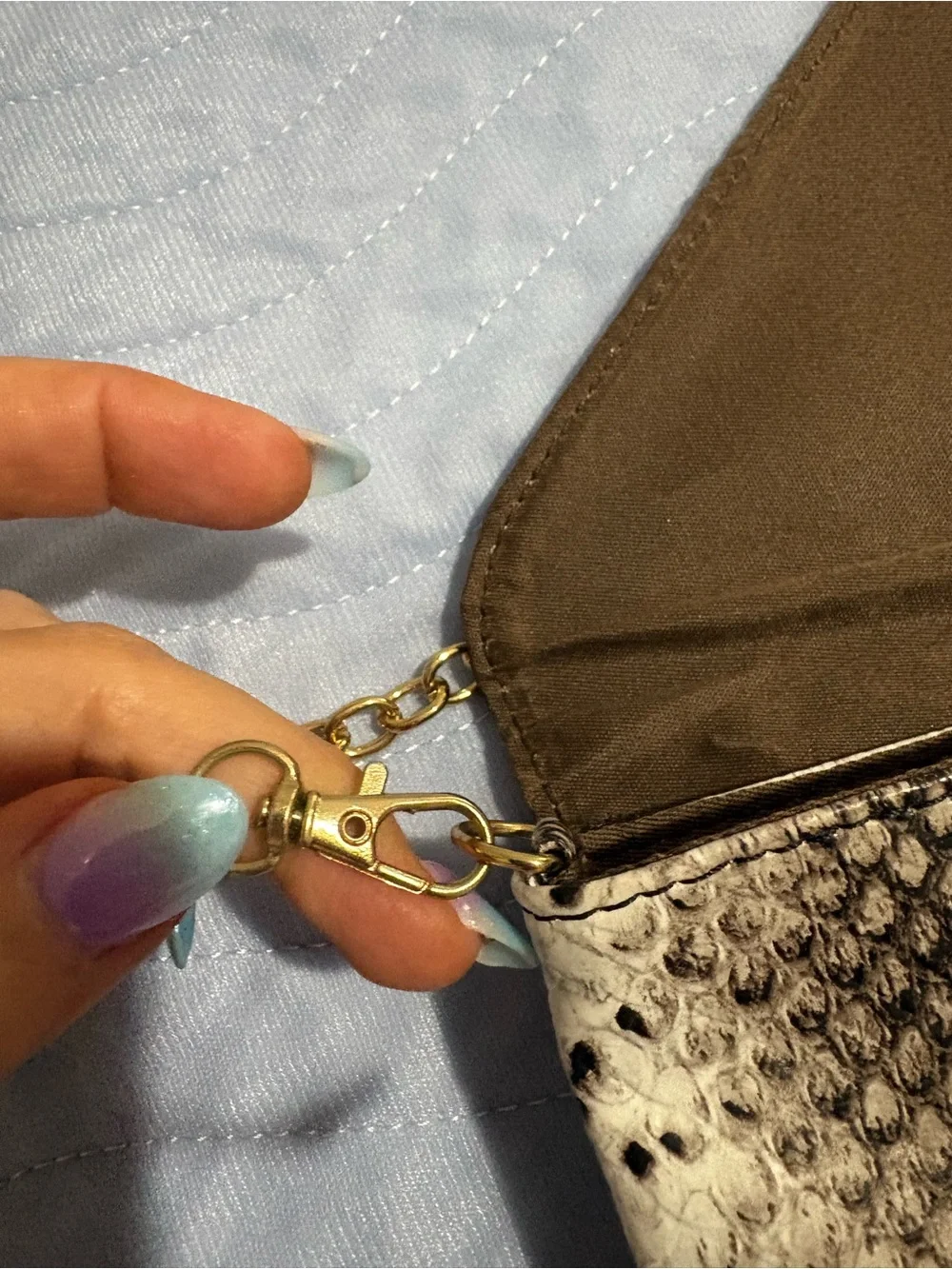 Snake-Skin Black & White Envelope Clutch